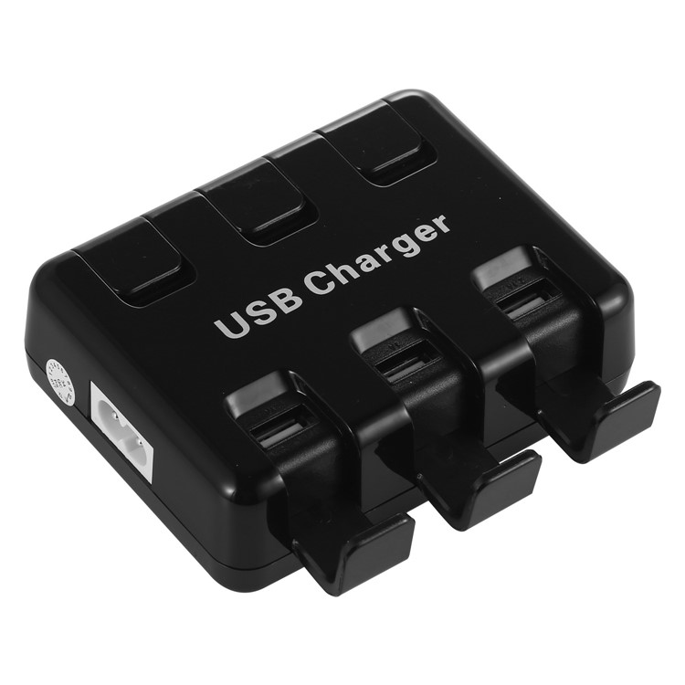 6 Ports USB Charger Desktop Charging Dock Station Hub with Dustproof Covers - Black-4