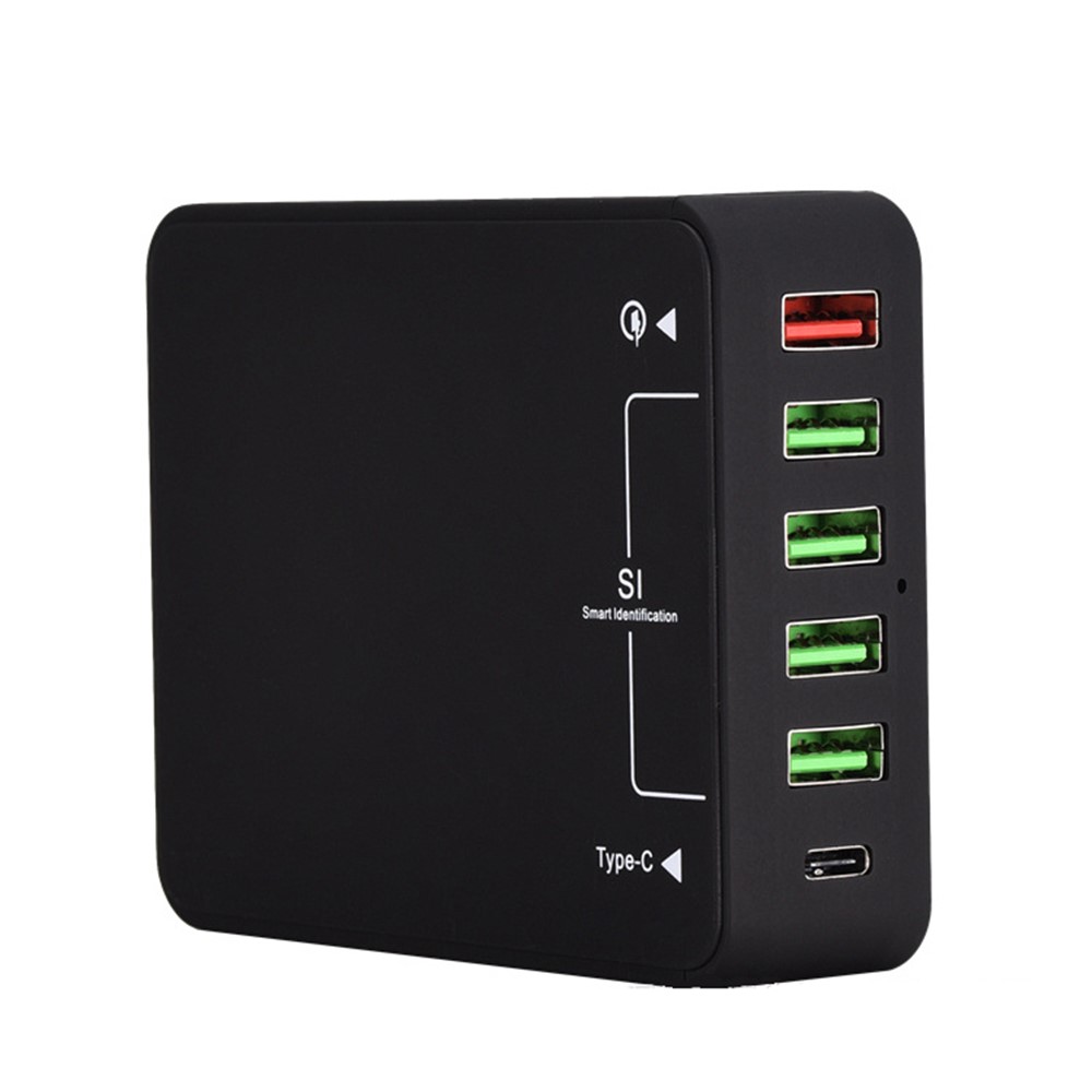 USB Wall Charger 60W with Smart Identification Quick Charge 3.0 & USB C & 4 USB Ports - UK Plug-1