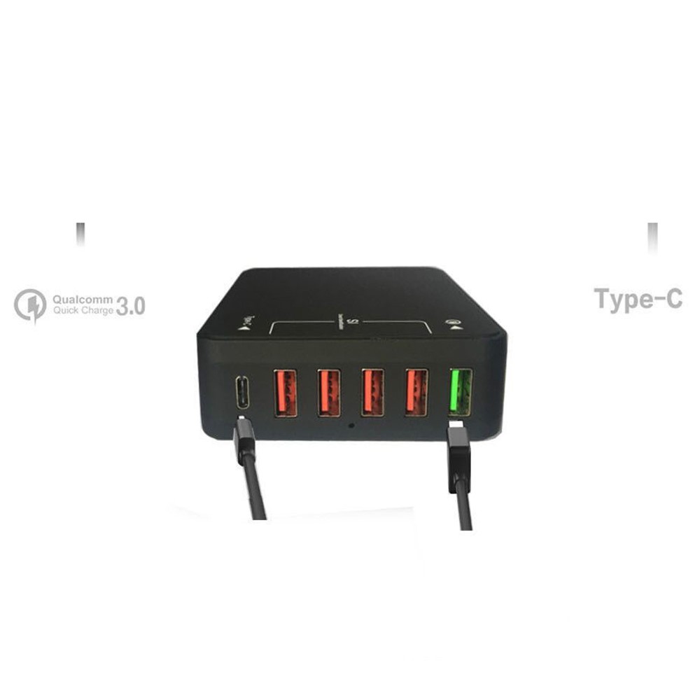 USB Wall Charger 60W with Smart Identification Quick Charge 3.0 & USB C & 4 USB Ports - UK Plug-4