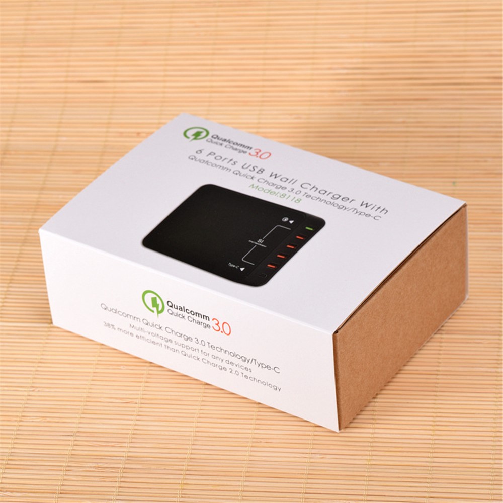 USB Wall Charger 60W with Smart Identification Quick Charge 3.0 & USB C & 4 USB Ports - UK Plug-7