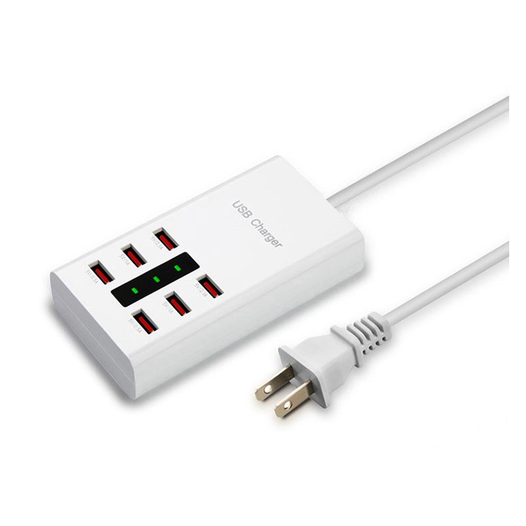 Portable Travel 30W 5V 6A 6-Port Smart Charger with 1.5m Cable for iPhone Samsung Huawei - US Plug-1