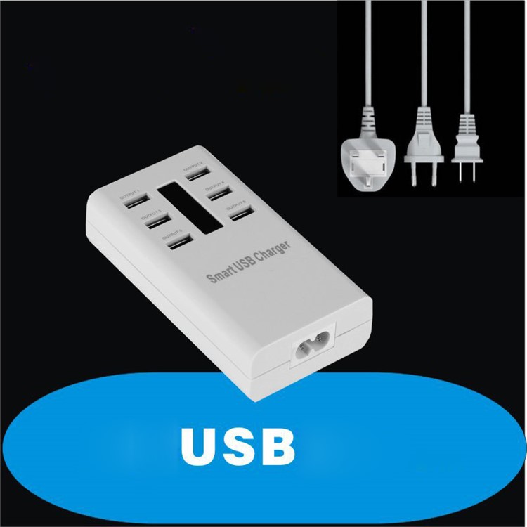 Portable Travel 30W 5V 6A 6-Port Smart Charger with 1.5m Cable for iPhone Samsung Huawei - US Plug-4