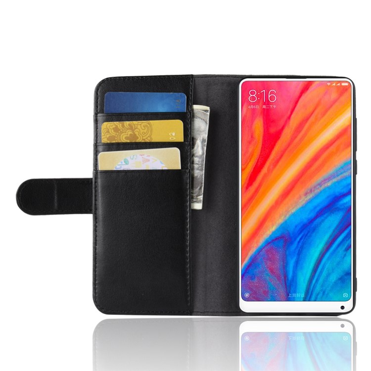 Genuine Split Wallet Leather Protection Flip Stand Mobile Phone Cover for Xiaomi Mi Mix 2s - Black-11