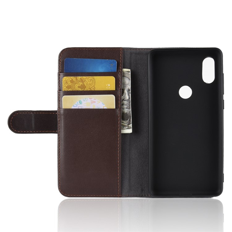 Genuine Split Wallet Leather Protection Flip Stand Case Cover for Xiaomi Mi Mix 2s - Coffee-9