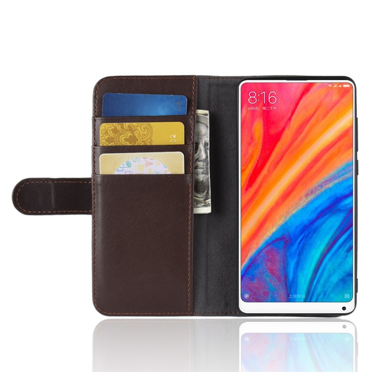 Genuine Split Wallet Leather Protection Flip Stand Case Cover for Xiaomi Mi Mix 2s - Coffee-11