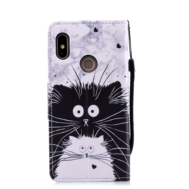 Pattern Printing PU Leather Protection Cell Phone Cover for Xiaomi Mi A2 / Mi 6X - Black and White Cats-2
