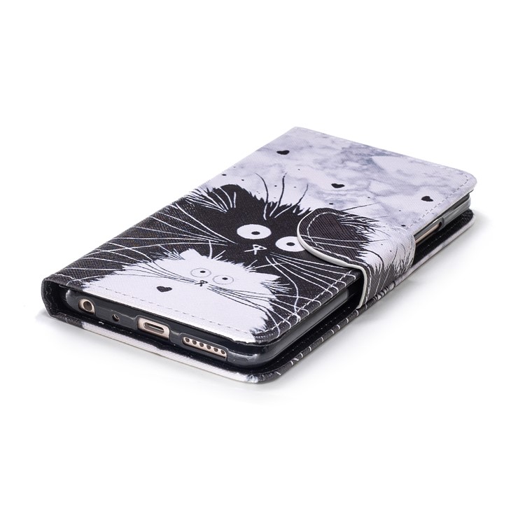 Pattern Printing PU Leather Protection Cell Phone Cover for Xiaomi Mi A2 / Mi 6X - Black and White Cats-3