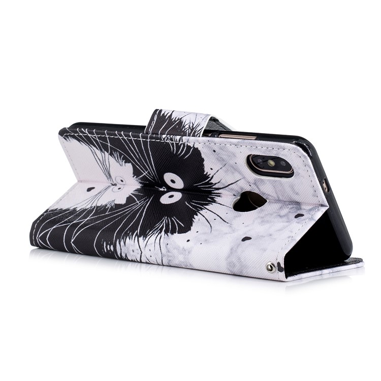 Pattern Printing PU Leather Protection Cell Phone Cover for Xiaomi Mi A2 / Mi 6X - Black and White Cats-5