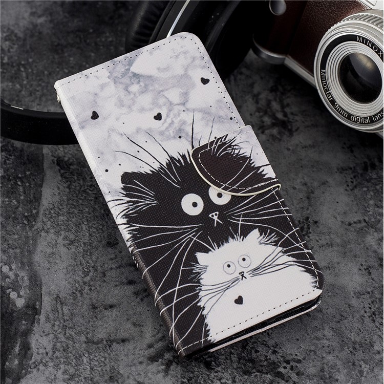 Pattern Printing PU Leather Protection Cell Phone Cover for Xiaomi Mi A2 / Mi 6X - Black and White Cats-6
