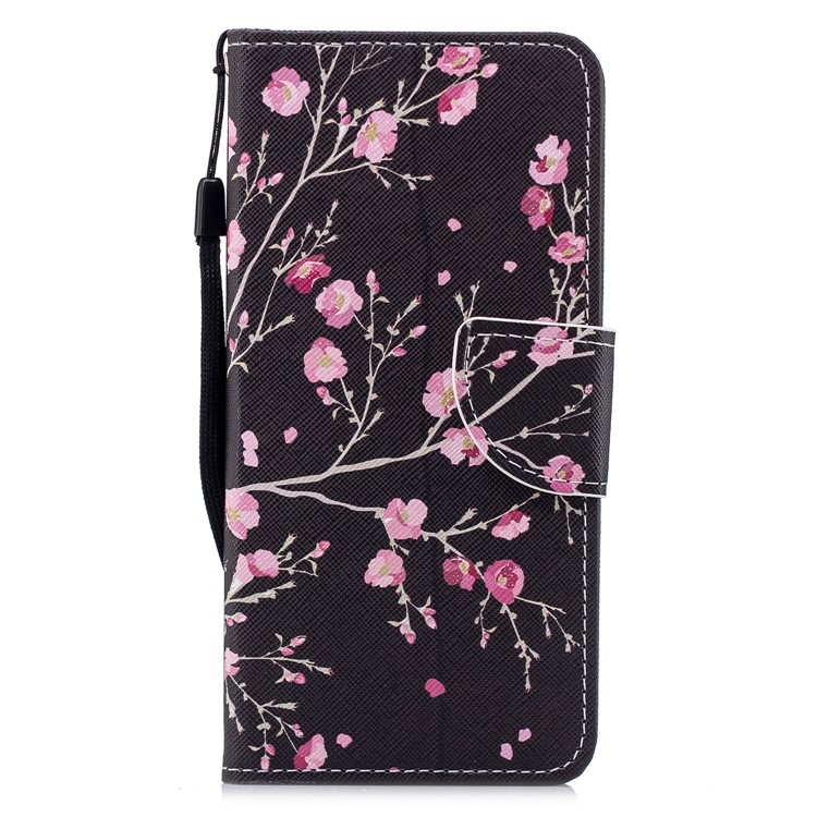 Pattern Printing Wallet Leather Phone Case for Xiaomi Mi 6X / Mi A2 - Pink Flowers-1