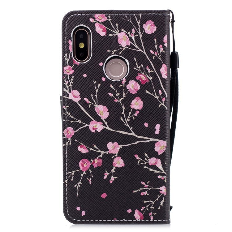 Pattern Printing Wallet Leather Phone Case for Xiaomi Mi 6X / Mi A2 - Pink Flowers-2