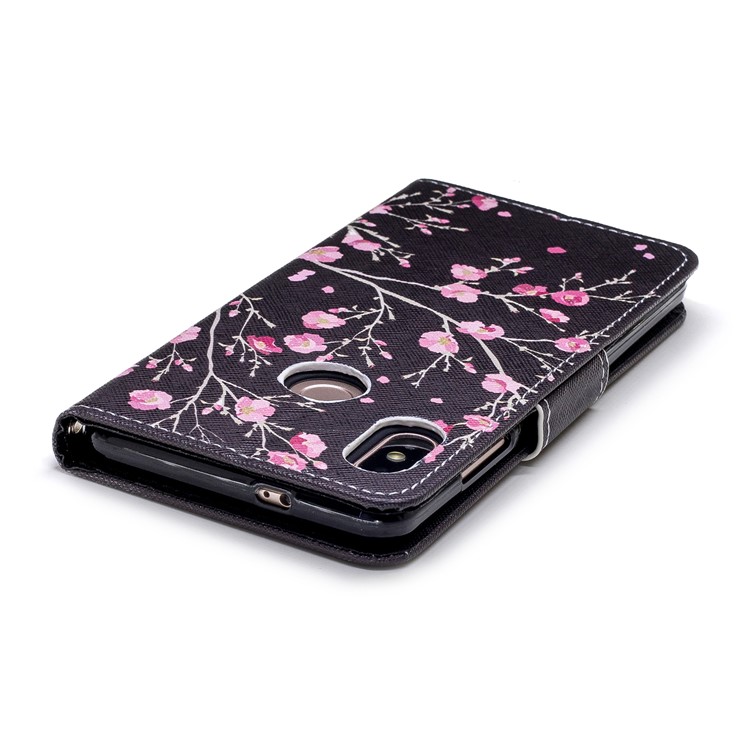 Pattern Printing Wallet Leather Phone Case for Xiaomi Mi 6X / Mi A2 - Pink Flowers-4
