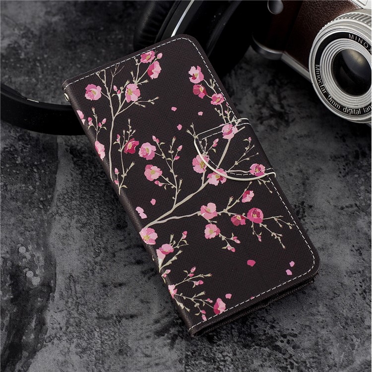 Pattern Printing Wallet Leather Phone Case for Xiaomi Mi 6X / Mi A2 - Pink Flowers-6