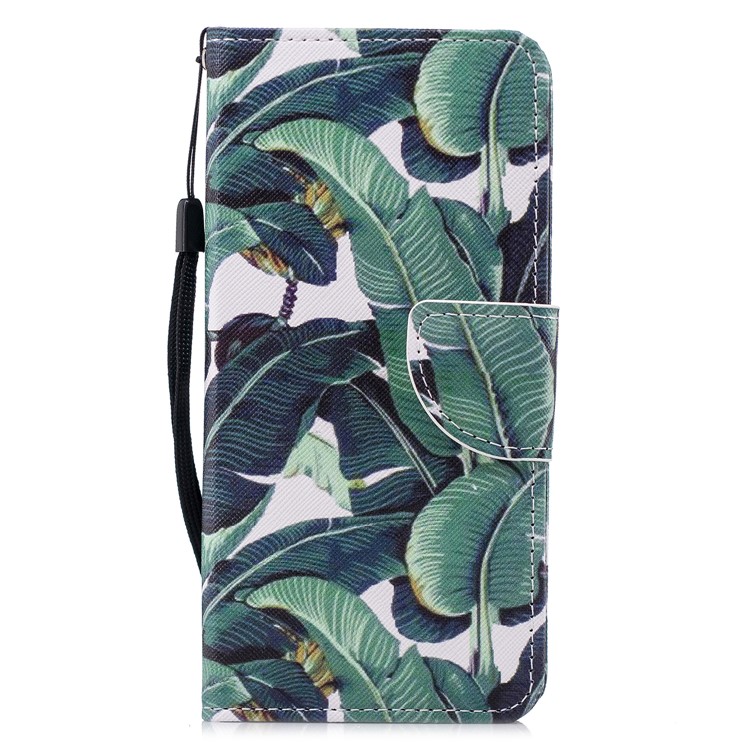 Pattern Printing Stand Wallet Leather Mobile Phone Cover for Xiaomi Mi 6X / Mi A2 - Leaf Pattern-1
