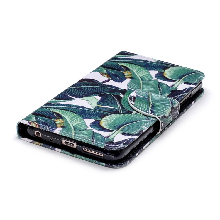 Pattern Printing Stand Wallet Leather Mobile Phone Cover for Xiaomi Mi 6X / Mi A2 - Leaf Pattern-3