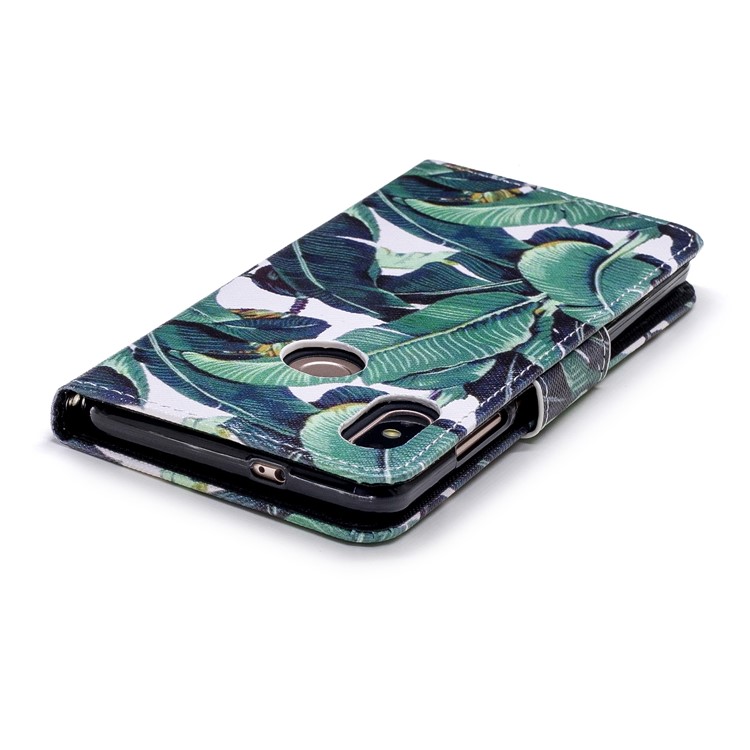 Pattern Printing Stand Wallet Leather Mobile Phone Cover for Xiaomi Mi 6X / Mi A2 - Leaf Pattern-4