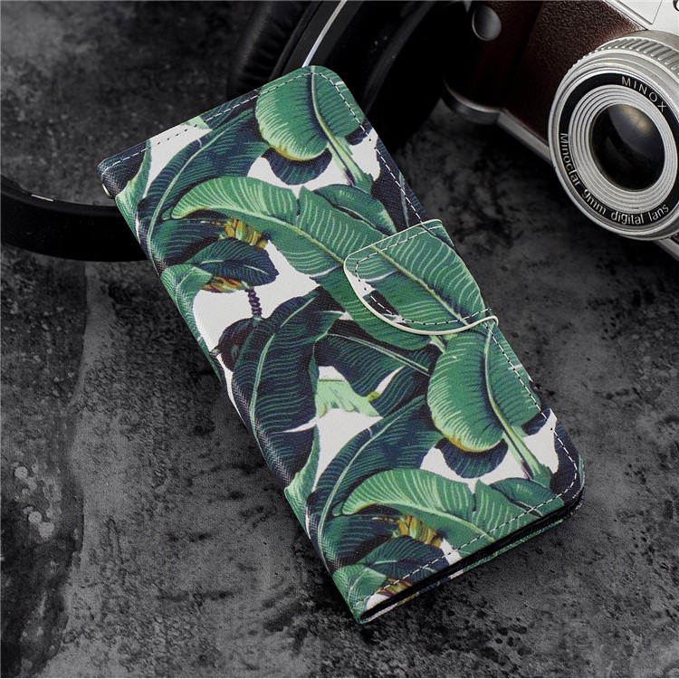 Pattern Printing Stand Wallet Leather Mobile Phone Cover for Xiaomi Mi 6X / Mi A2 - Leaf Pattern-6