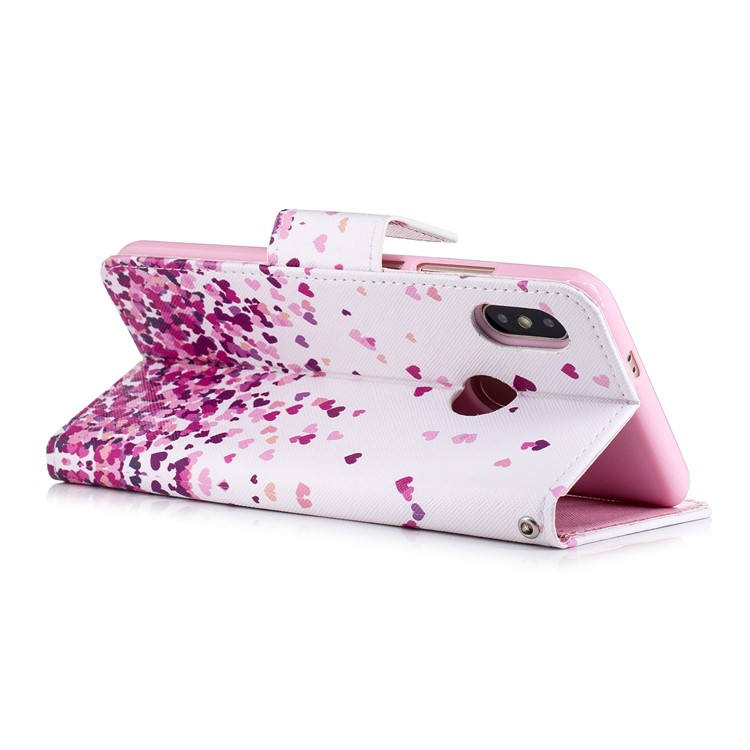 Pattern Printing PU Leather Stand Wallet Case Cover Shell for Xiaomi Mi 6X / Mi A2 - Hearts Pattern-5