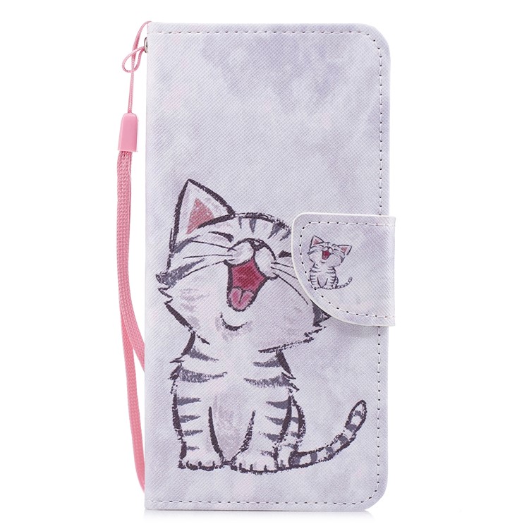 Pattern Printing Card Slots Leather Case with Stand for Xiaomi Mi 6X / Mi A2 - Cat Pattern-1