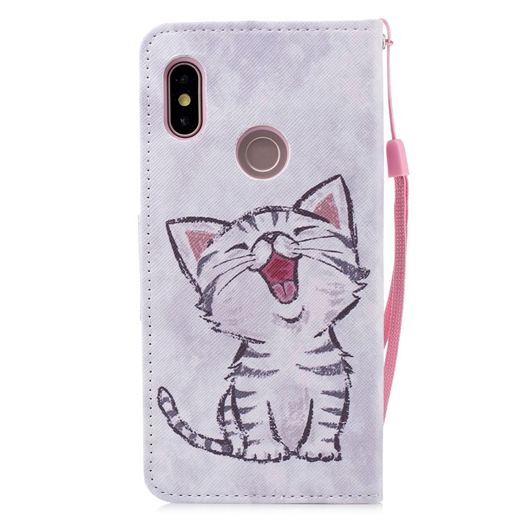 Pattern Printing Card Slots Leather Case with Stand for Xiaomi Mi 6X / Mi A2 - Cat Pattern-2