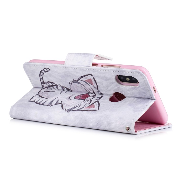 Pattern Printing Card Slots Leather Case with Stand for Xiaomi Mi 6X / Mi A2 - Cat Pattern-5