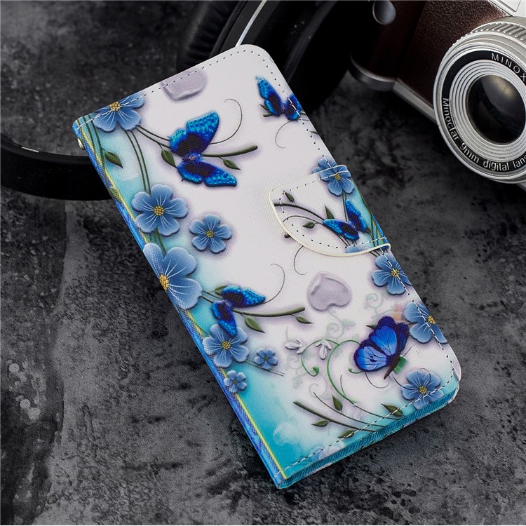 Pattern Printing PU Leather Wallet Cover for Xiaomi Mi 6X / Mi A2 - Blue Flowers-6