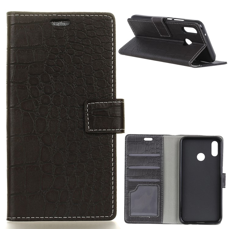 Crocodile Texture PU Leather Stand Wallet Case for Xiaomi Mi 7 - Black-1