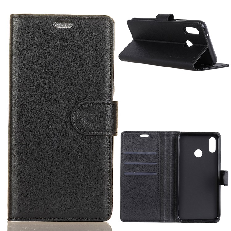 Litchi Texture Wallet Stand Leather Phone Case for Xiaomi Mi 8 - Black-1