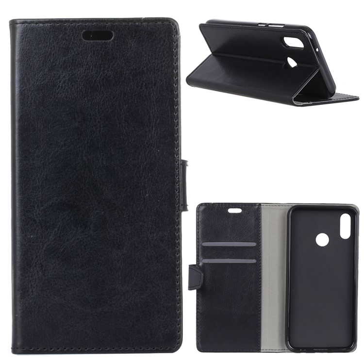 Crazy Horse Texture Wallet Stand Leather Phone Case for Xiaomi Mi 8 - Black-1