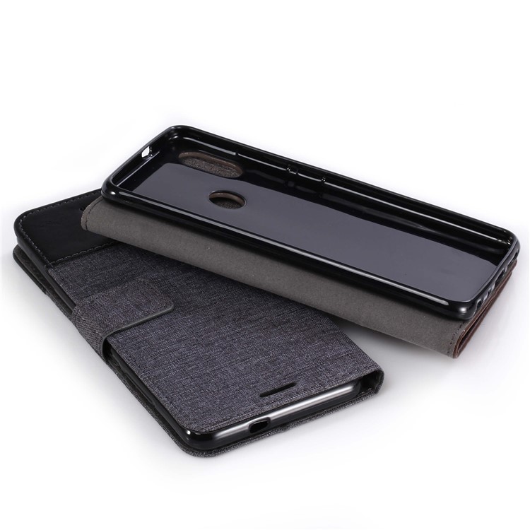 MUXMA PU Leather Canvas Splicing Wallet Stand Case for Xiaomi Redmi Note 5 Pro (Dual Camera) / Redmi Note 5 (China) - Black-14