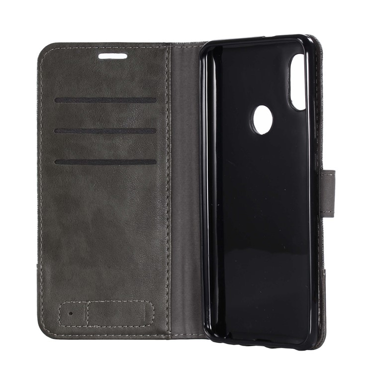 MUXMA PU Leather Canvas Splicing Wallet Stand Cover for Xiaomi Redmi Note 5 Pro (Dual Camera) / Redmi Note 5 (China) - Grey-12