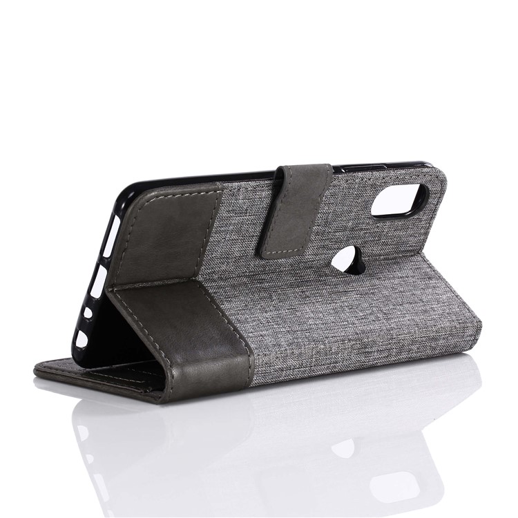 MUXMA PU Leather Canvas Splicing Wallet Stand Cover for Xiaomi Redmi Note 5 Pro (Dual Camera) / Redmi Note 5 (China) - Grey-13