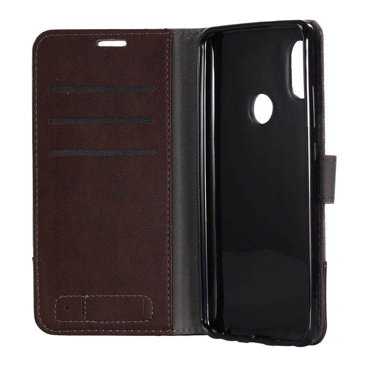 MUXMA PU Leather Canvas Splicing Wallet Stand Shell for Xiaomi Redmi Note 5 Pro (Dual Camera) / Redmi Note 5 (China) - Brown-11