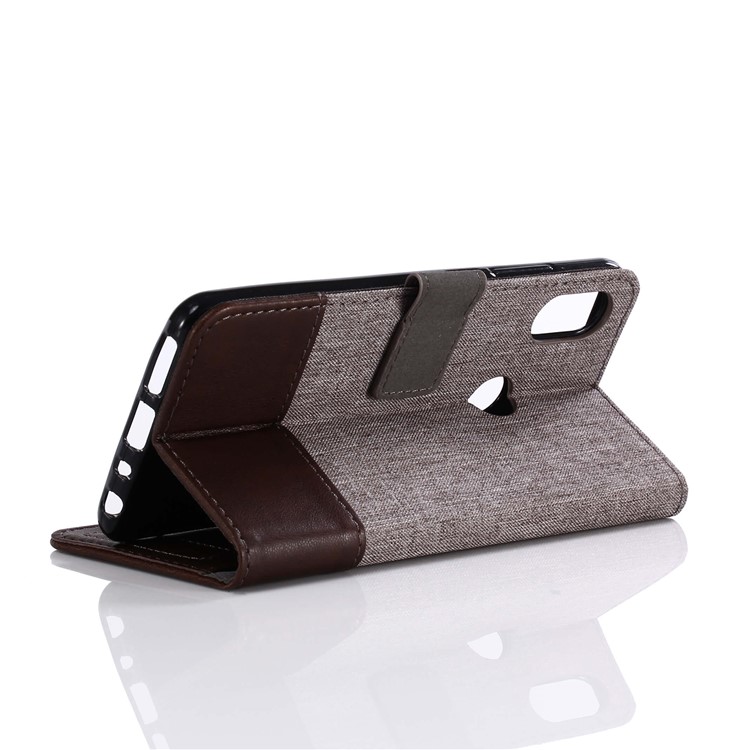 MUXMA PU Leather Canvas Splicing Wallet Stand Shell for Xiaomi Redmi Note 5 Pro (Dual Camera) / Redmi Note 5 (China) - Brown-12