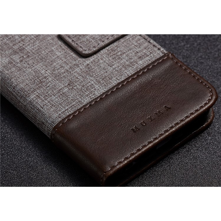 MUXMA PU Leather Canvas Splicing Wallet Stand Shell for Xiaomi Redmi Note 5 Pro (Dual Camera) / Redmi Note 5 (China) - Brown-16