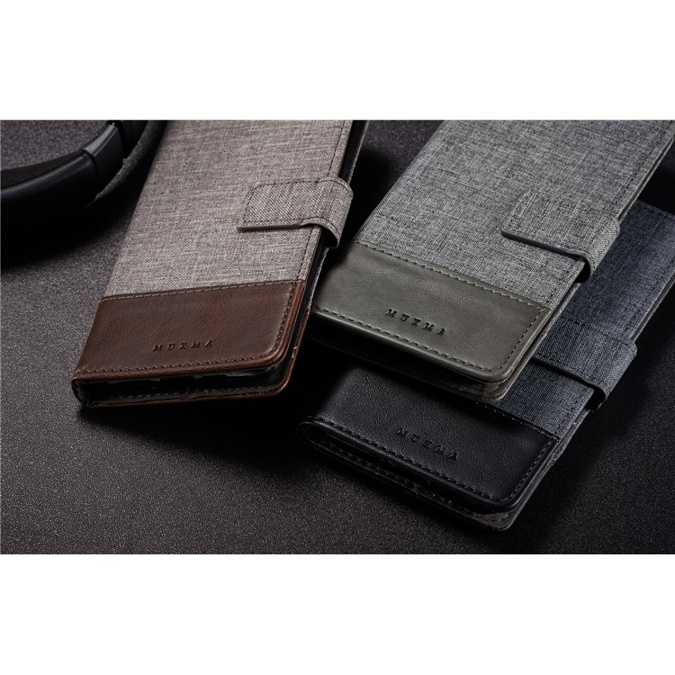 MUXMA PU Leather Canvas Splicing Wallet Stand Shell for Xiaomi Redmi Note 5 Pro (Dual Camera) / Redmi Note 5 (China) - Brown-20