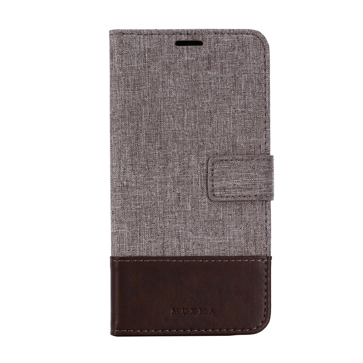 MUXMA PU Leather Canvas Splicing Wallet Stand Shell for Xiaomi Redmi Note 5 Pro (Dual Camera) / Redmi Note 5 (China) - Brown-9