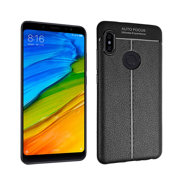 Litchi Texture TPU Back Case for Xiaomi Redmi Note 5 Pro (Dual Camera) / Redmi Note 5 (China) - Black-1