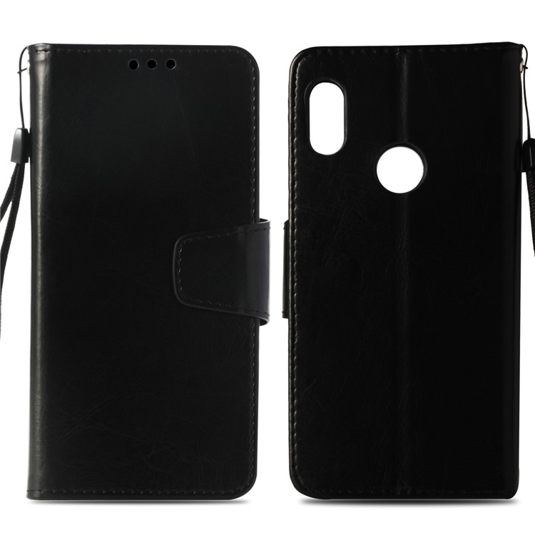 Vintage Oil Buffed Leather Stand Wallet Case for Xiaomi Redmi Note 5 Pro (Dual Camera) / Redmi Note 5 (China) - Black-2