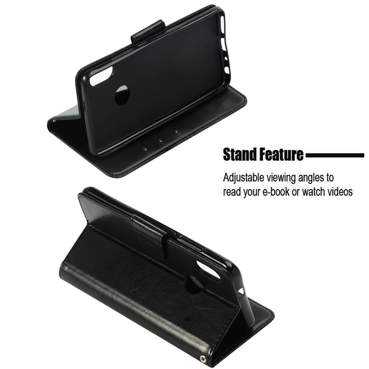 Vintage Oil Buffed Leather Stand Wallet Case for Xiaomi Redmi Note 5 Pro (Dual Camera) / Redmi Note 5 (China) - Black-3