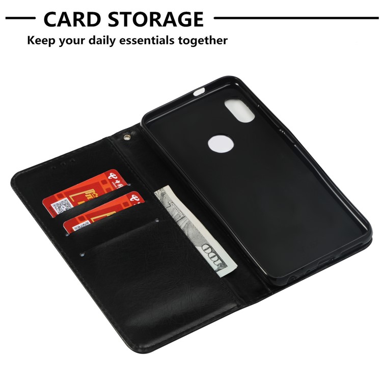 Vintage Oil Buffed Leather Stand Wallet Case for Xiaomi Redmi Note 5 Pro (Dual Camera) / Redmi Note 5 (China) - Black-5