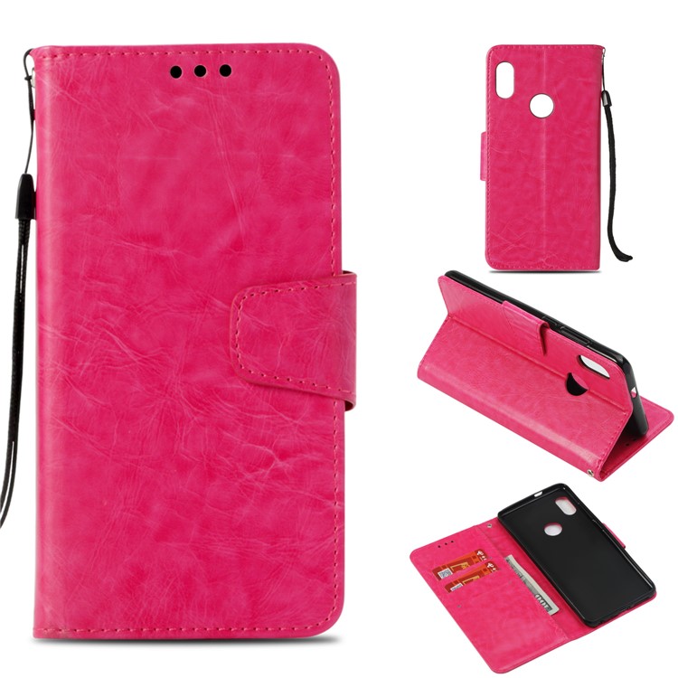 For Xiaomi Redmi Note 5 Pro (Dual Camera) / Redmi Note 5 (China) Vintage Oil Buffed Leather Wallet Stand Cover - Rose-1