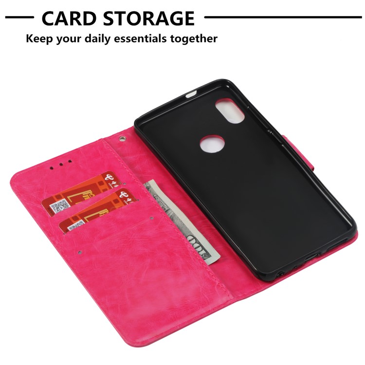 For Xiaomi Redmi Note 5 Pro (Dual Camera) / Redmi Note 5 (China) Vintage Oil Buffed Leather Wallet Stand Cover - Rose-5