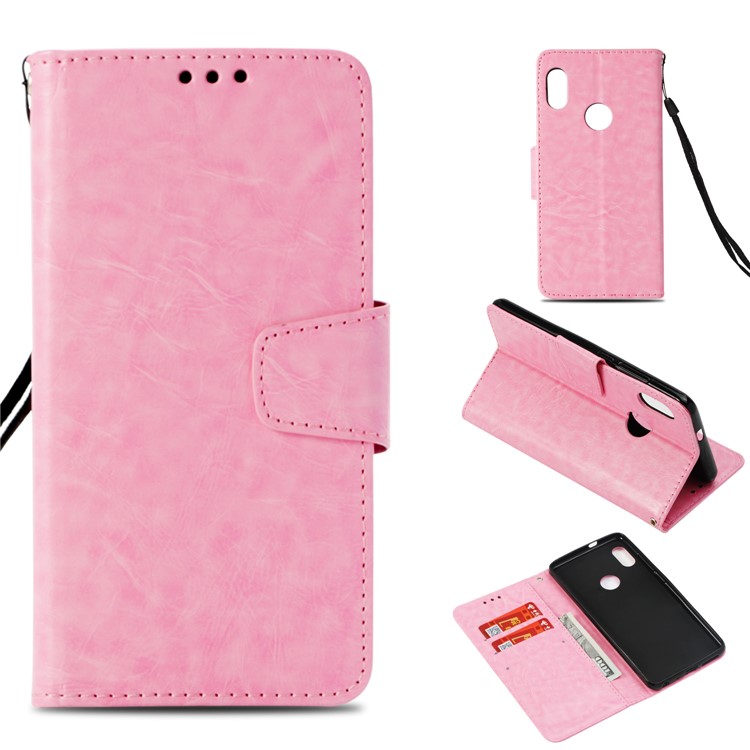 Vintage Oil Buffed Leather Stand Wallet Folio Phone Cover for Xiaomi Redmi Note 5 Pro (Dual Camera) / Redmi Note 5 (China) - Pink-1