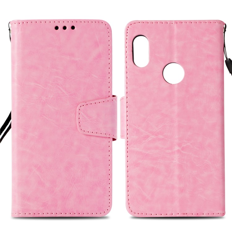 Vintage Oil Buffed Leather Stand Wallet Folio Phone Cover for Xiaomi Redmi Note 5 Pro (Dual Camera) / Redmi Note 5 (China) - Pink-2