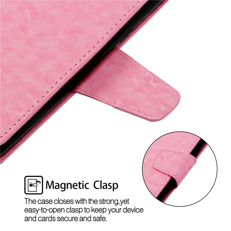 Vintage Oil Buffed Leather Stand Wallet Folio Phone Cover for Xiaomi Redmi Note 5 Pro (Dual Camera) / Redmi Note 5 (China) - Pink-4