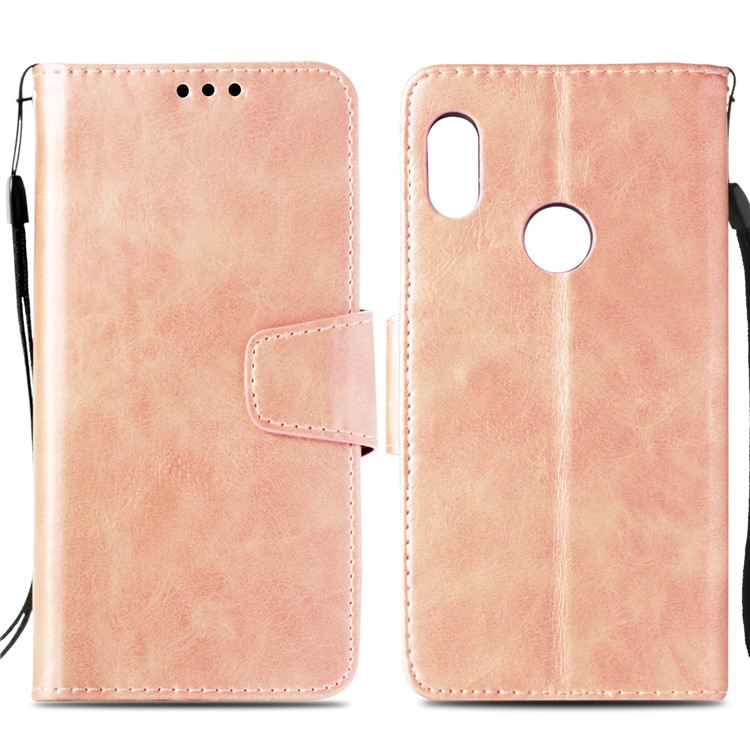 Vintage Oil Buffed Leather Wallet Mobile Cover with Stand for Xiaomi Redmi Note 5 Pro (Dual Camera) / Redmi Note 5 (China) - Rose Gold-3