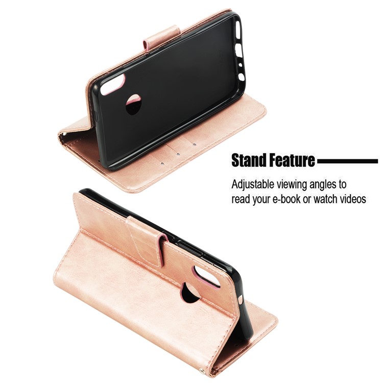 Vintage Oil Buffed Leather Wallet Mobile Cover with Stand for Xiaomi Redmi Note 5 Pro (Dual Camera) / Redmi Note 5 (China) - Rose Gold-4