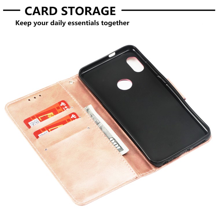 Vintage Oil Buffed Leather Wallet Mobile Cover with Stand for Xiaomi Redmi Note 5 Pro (Dual Camera) / Redmi Note 5 (China) - Rose Gold-6