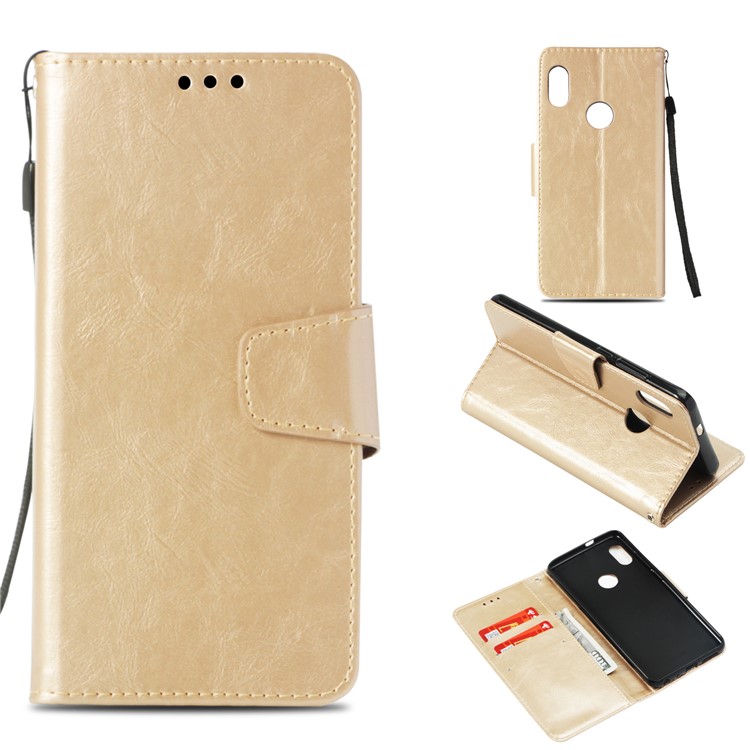 For Xiaomi Redmi Note 5 Pro (Dual Camera) / Redmi Note 5 (China) Vintage Oil Buffed Leather Stand Wallet Protective Folio Case - Gold-1
